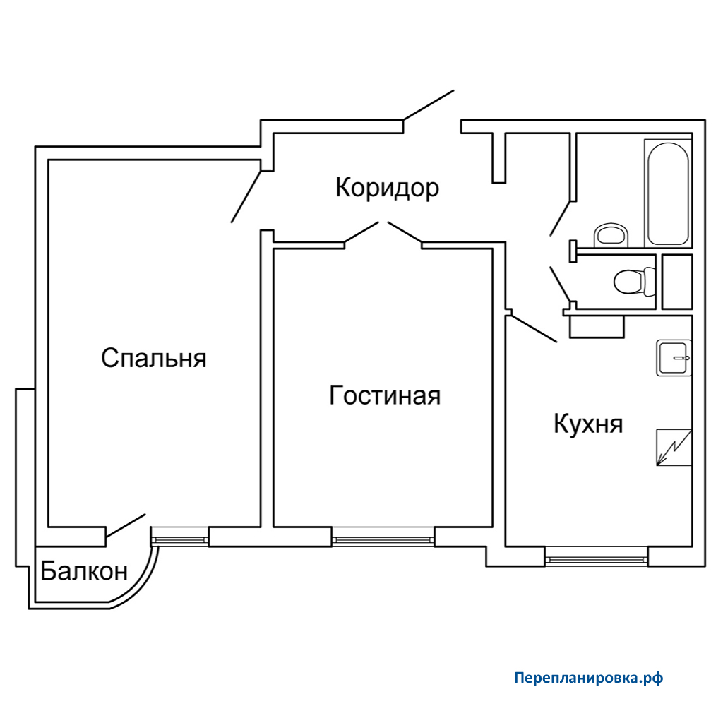 планировка двухкомнатной квартиры п-3м
